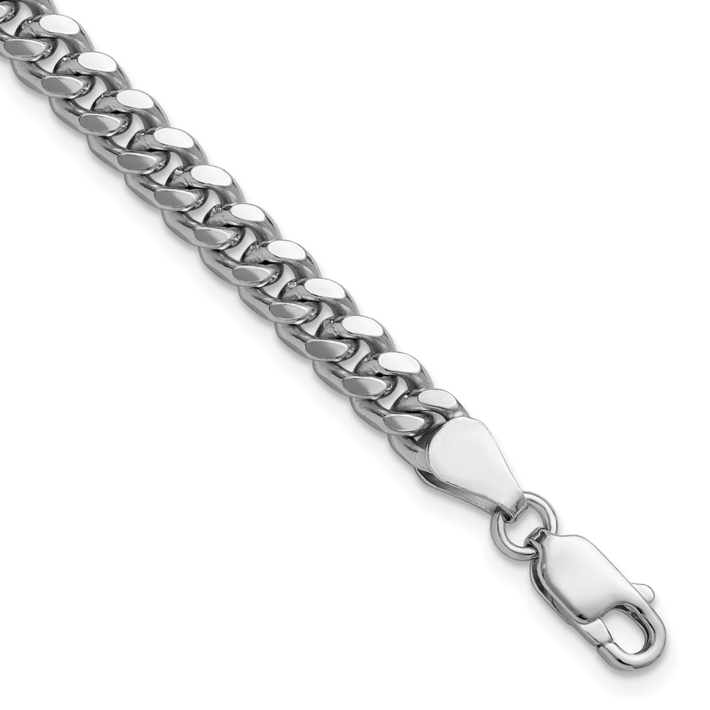 Sterling Silver Rhodium-Plated 5mm Domed With  Side Diamond-Cut Curb Chain