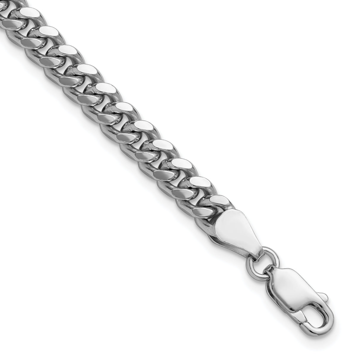 Sterling Silver Rhodium-plated 5mm Domed With  Side Diamond-Cut Curb Chain