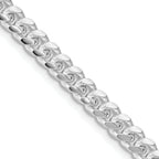 Sterling Silver Rhodium-Plated 5mm Domed With  Side Diamond-Cut Curb Chain