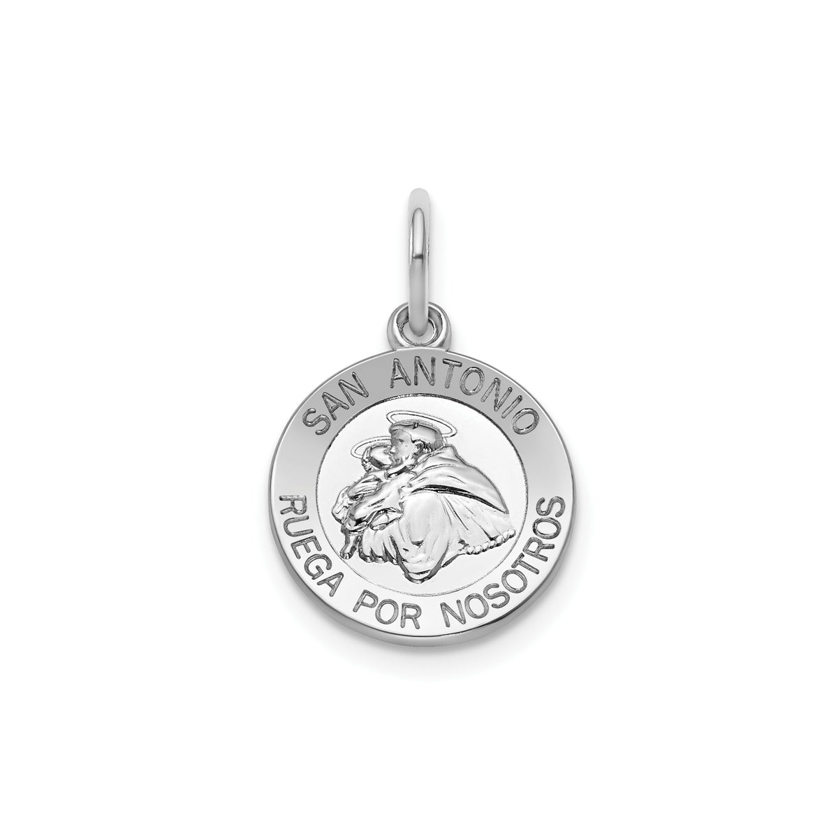 Round St. Anthony-Spanish Medal in Sterling Silver, 13.25mm - Sophia Jewelers Main image