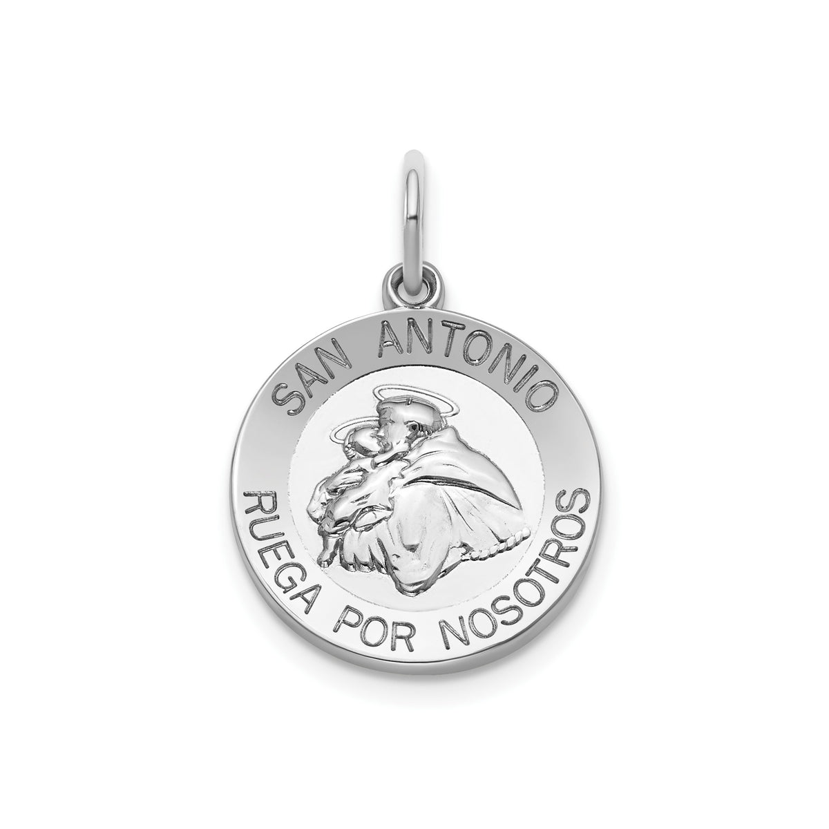 Round St. Anthony-Spanish Medal in Sterling Silver, 16.25mm - Sophia Jewelers Main image