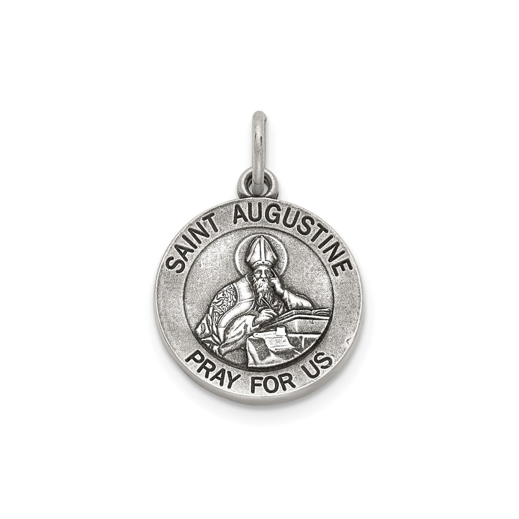 Antique Round St. Augustine Medal in Sterling Silver - Sophia Jewelers