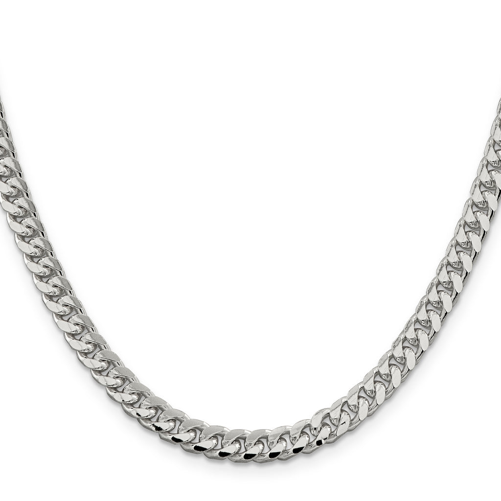 Sterling Silver 6mm Domed With  Side Diamond-Cut Curb Chain
