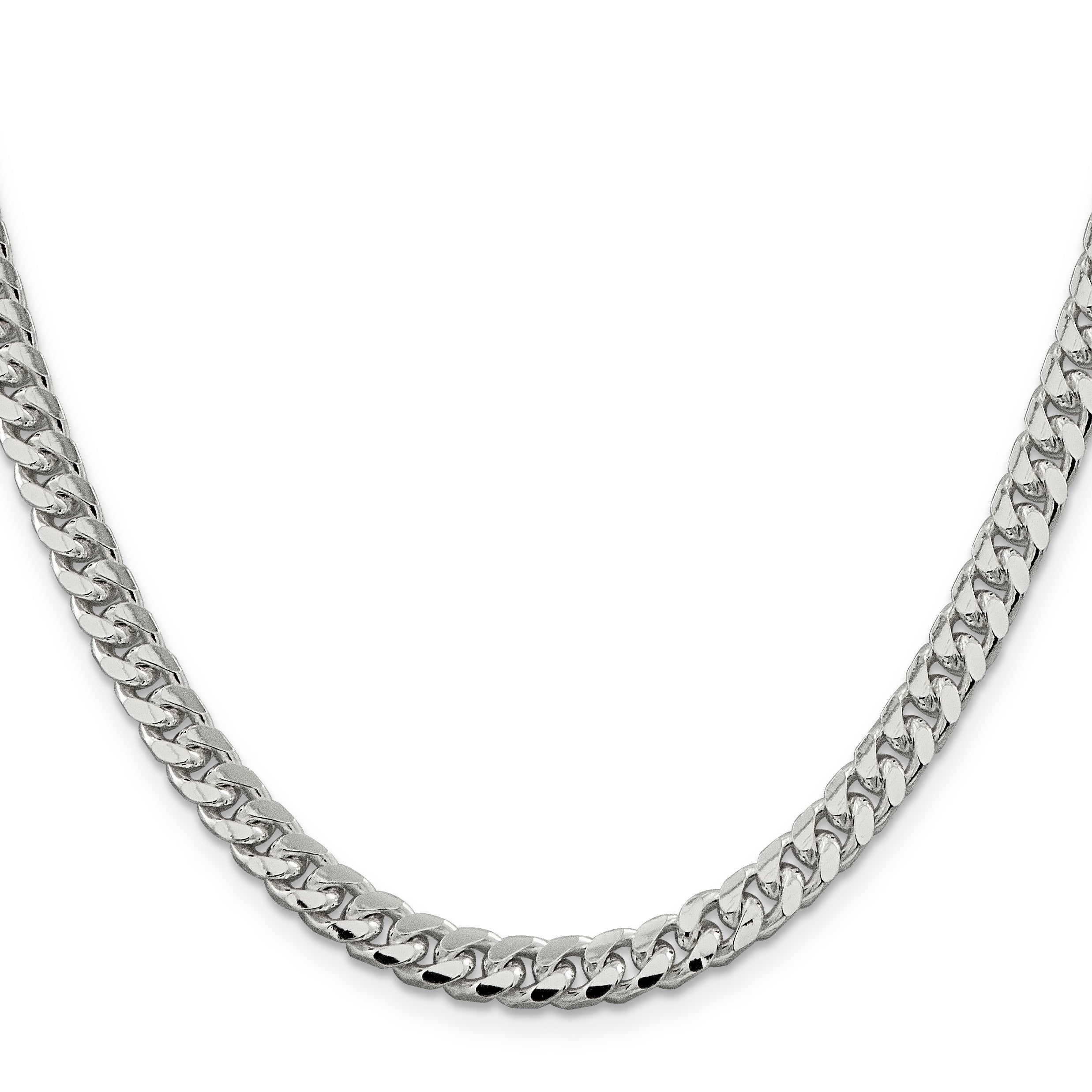 Sterling Silver 6mm Domed With  Side Diamond-Cut Curb Chain