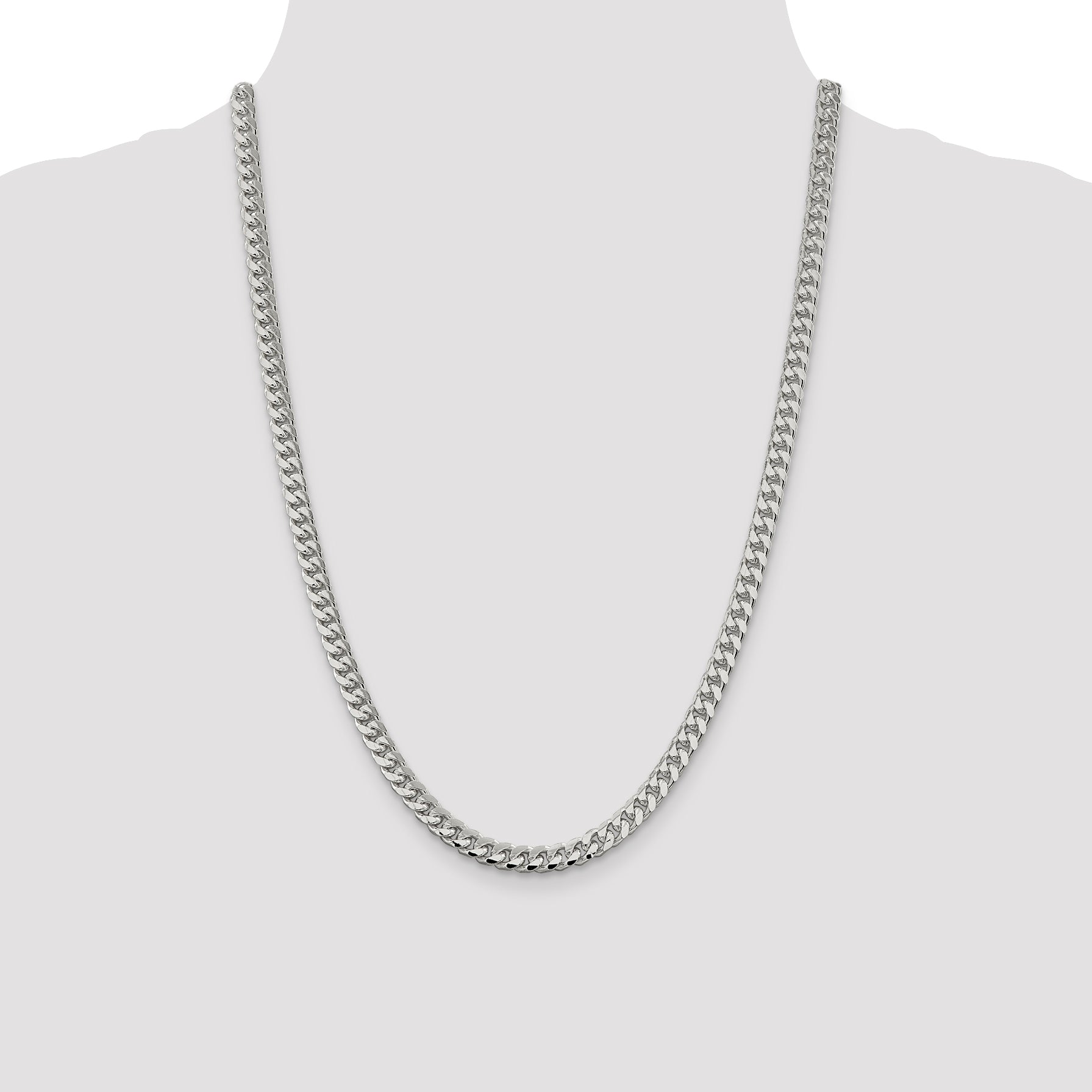 Sterling Silver 6mm Domed With  Side Diamond-Cut Curb Chain