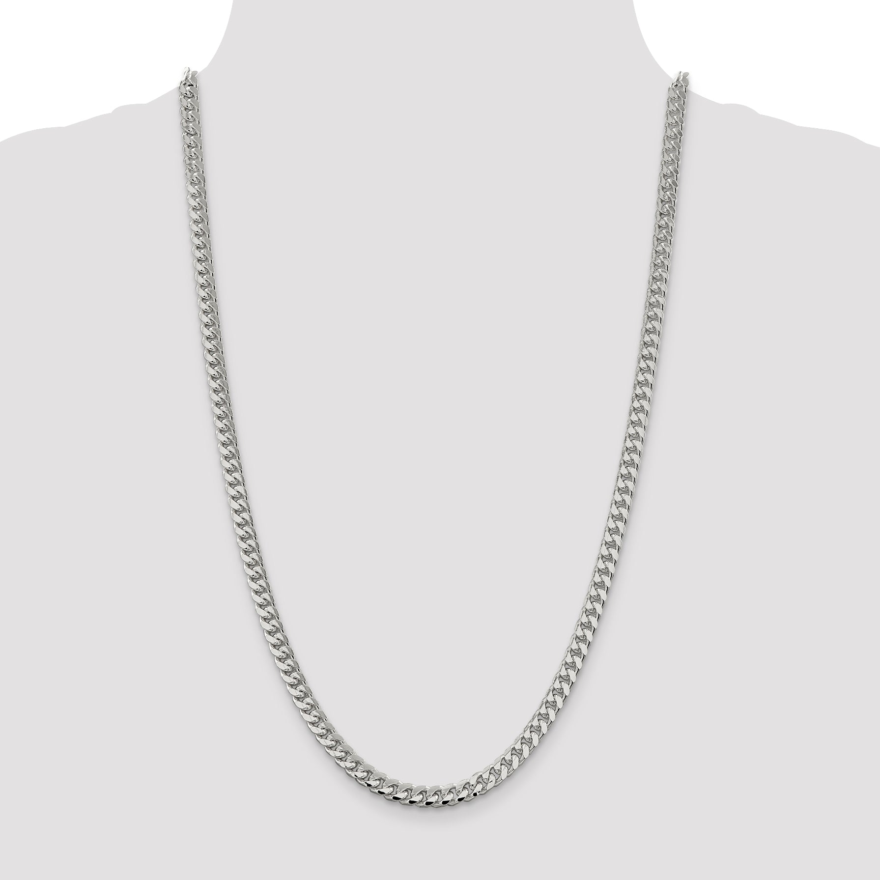 Sterling Silver 6mm Domed With  Side Diamond-Cut Curb Chain