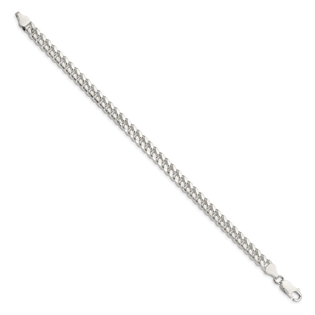 Sterling Silver 6mm Domed With  Side Diamond-Cut Curb Chain