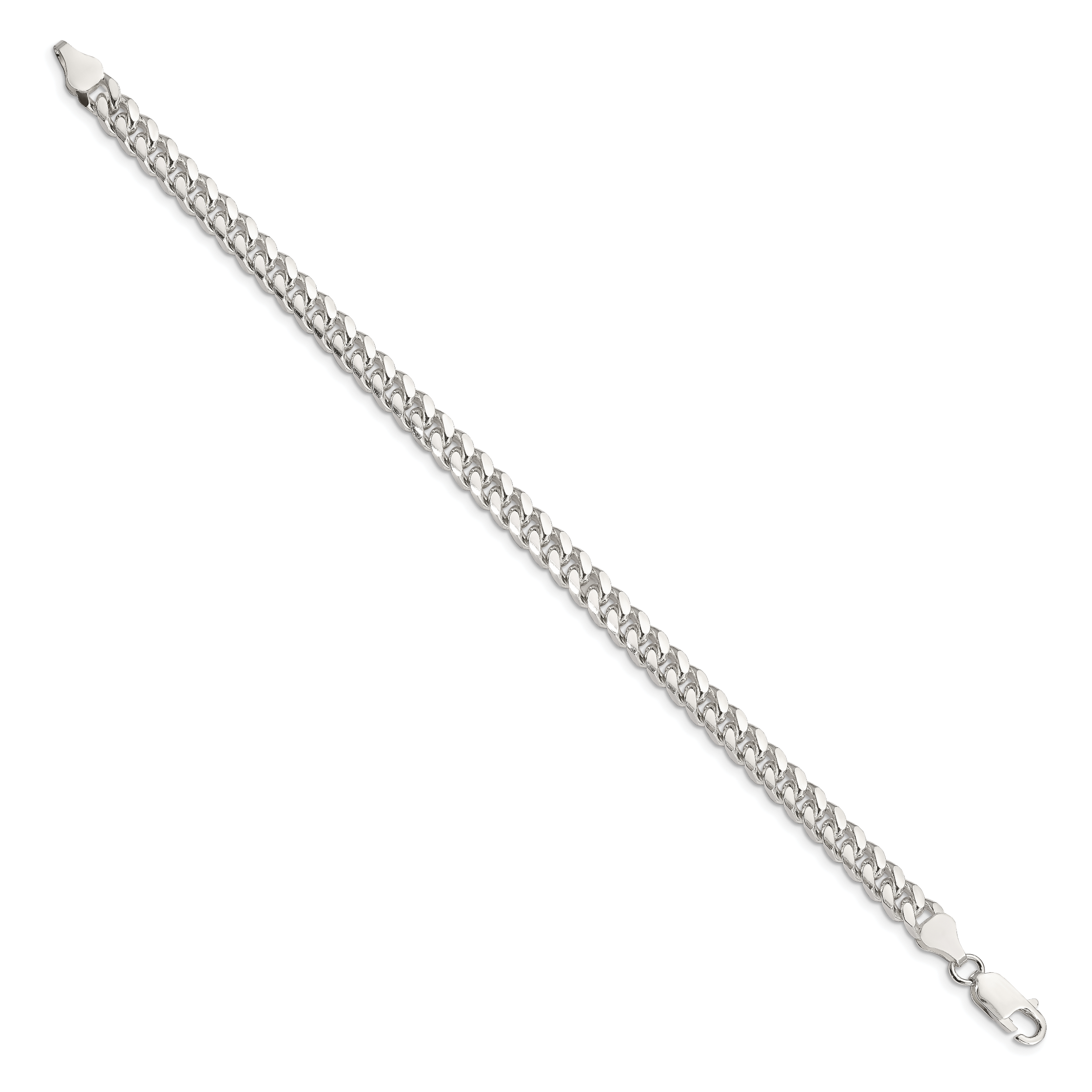 Sterling Silver 6mm Domed With  Side Diamond-Cut Curb Chain
