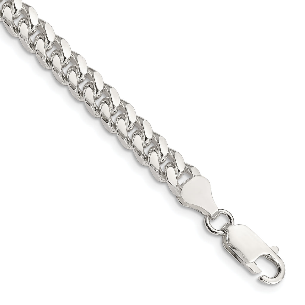 Sterling Silver 6mm Domed With  Side Diamond-Cut Curb Chain