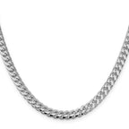Sterling Silver Rhodium-plated 6mm Domed With  Side Diamond-Cut Curb Chain