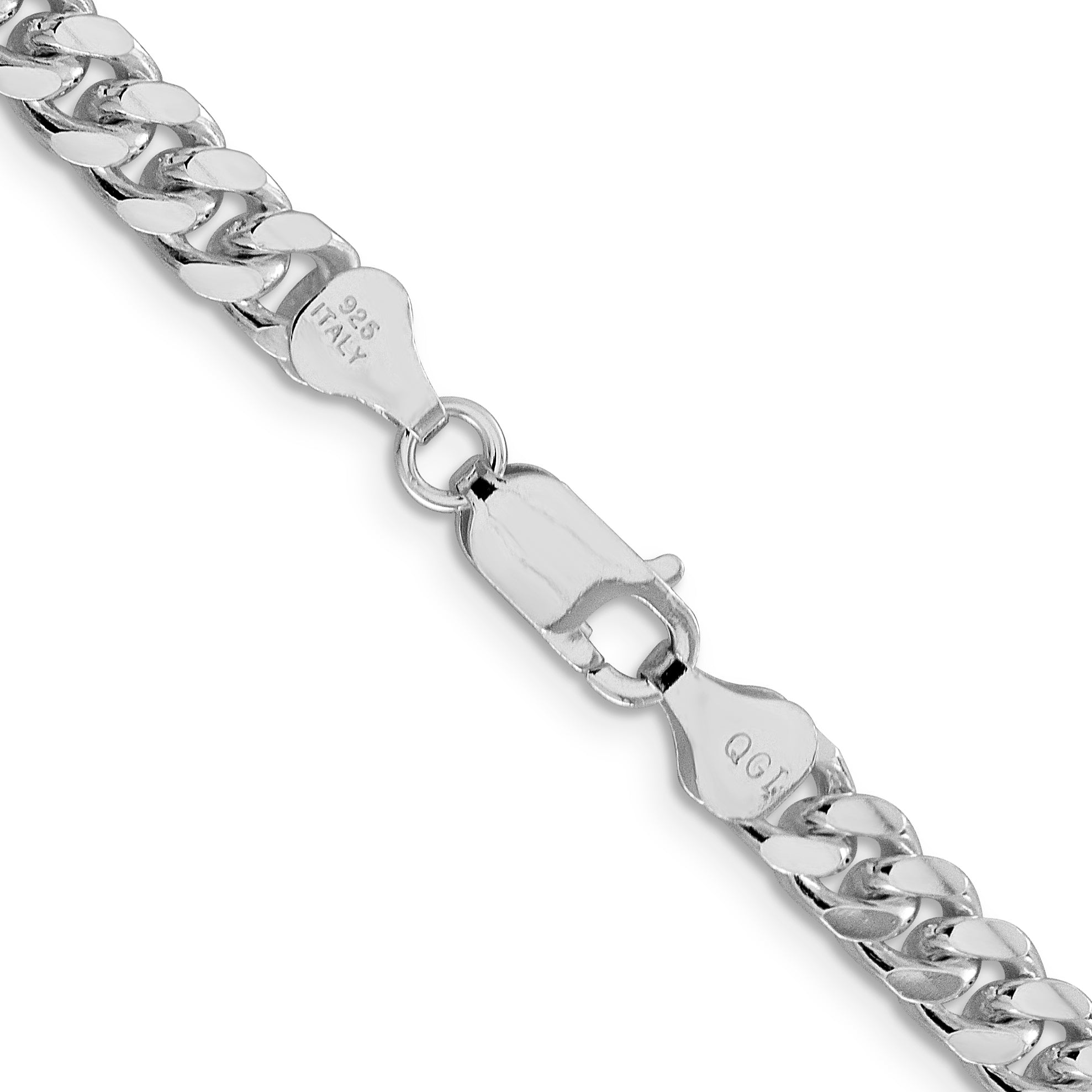 Sterling Silver Rhodium-plated 6mm Domed With  Side Diamond-Cut Curb Chain