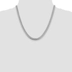 Sterling Silver Rhodium-plated 6mm Domed With  Side Diamond-Cut Curb Chain