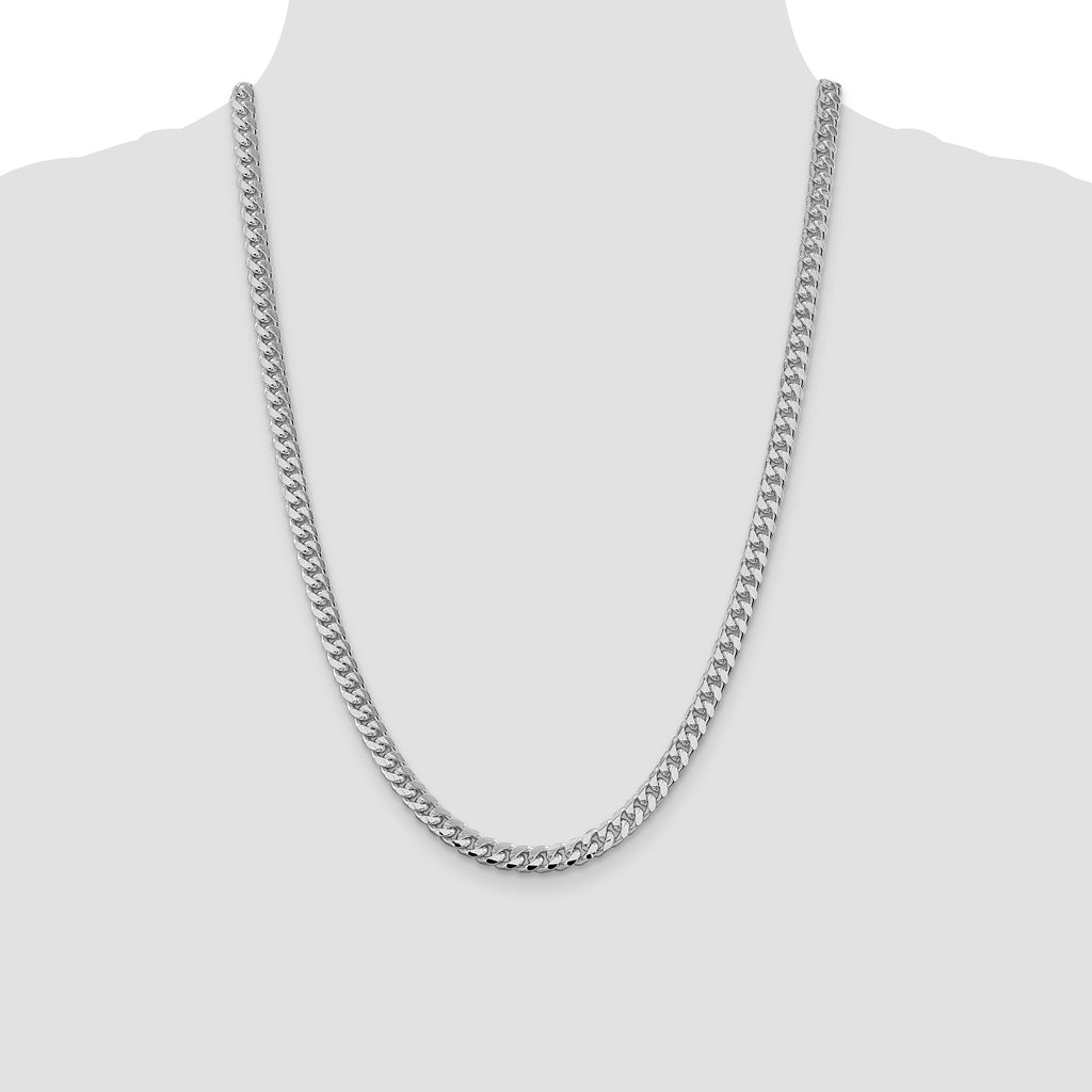 Sterling Silver Rhodium-plated 6mm Domed With  Side Diamond-Cut Curb Chain