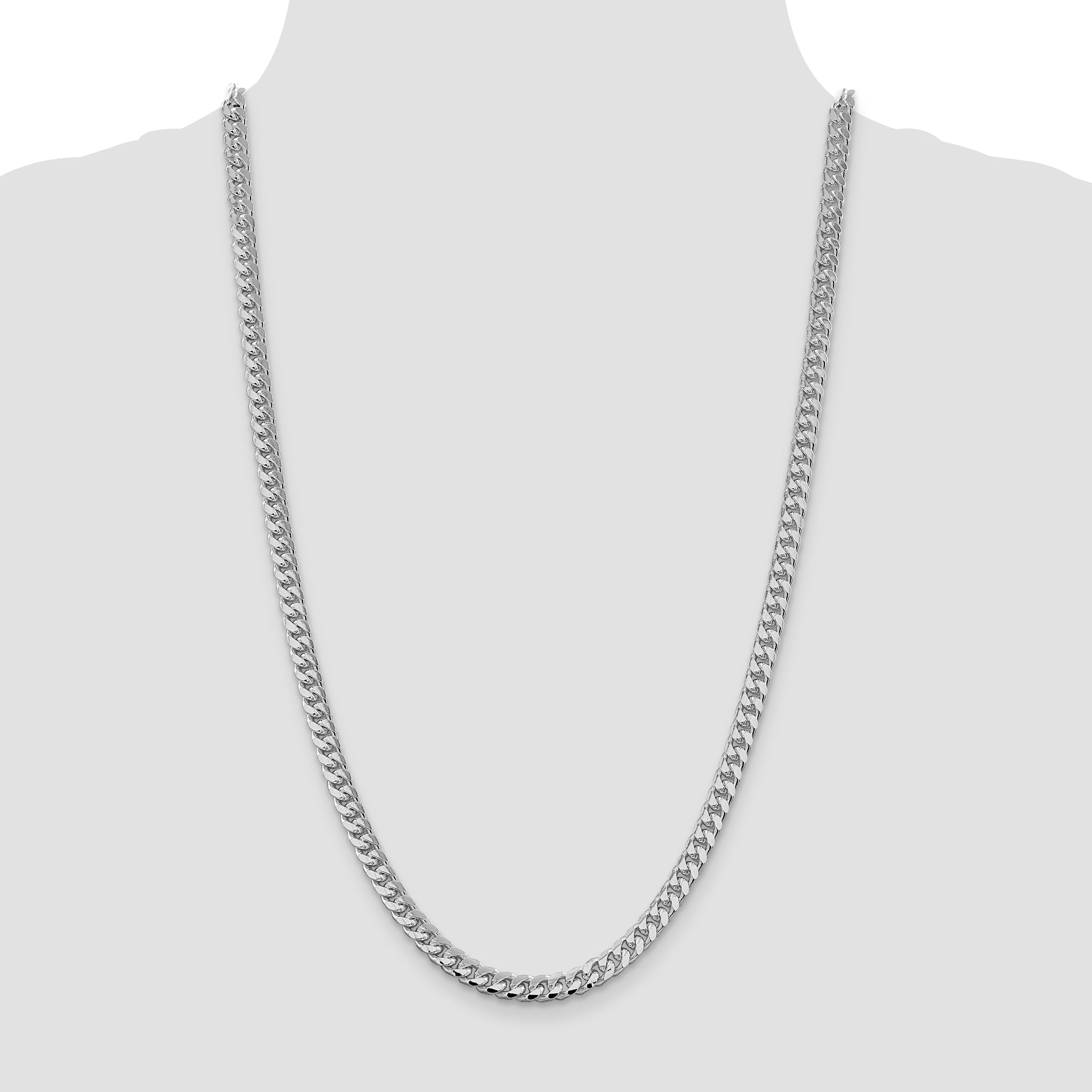 Sterling Silver Rhodium-plated 6mm Domed With  Side Diamond-Cut Curb Chain