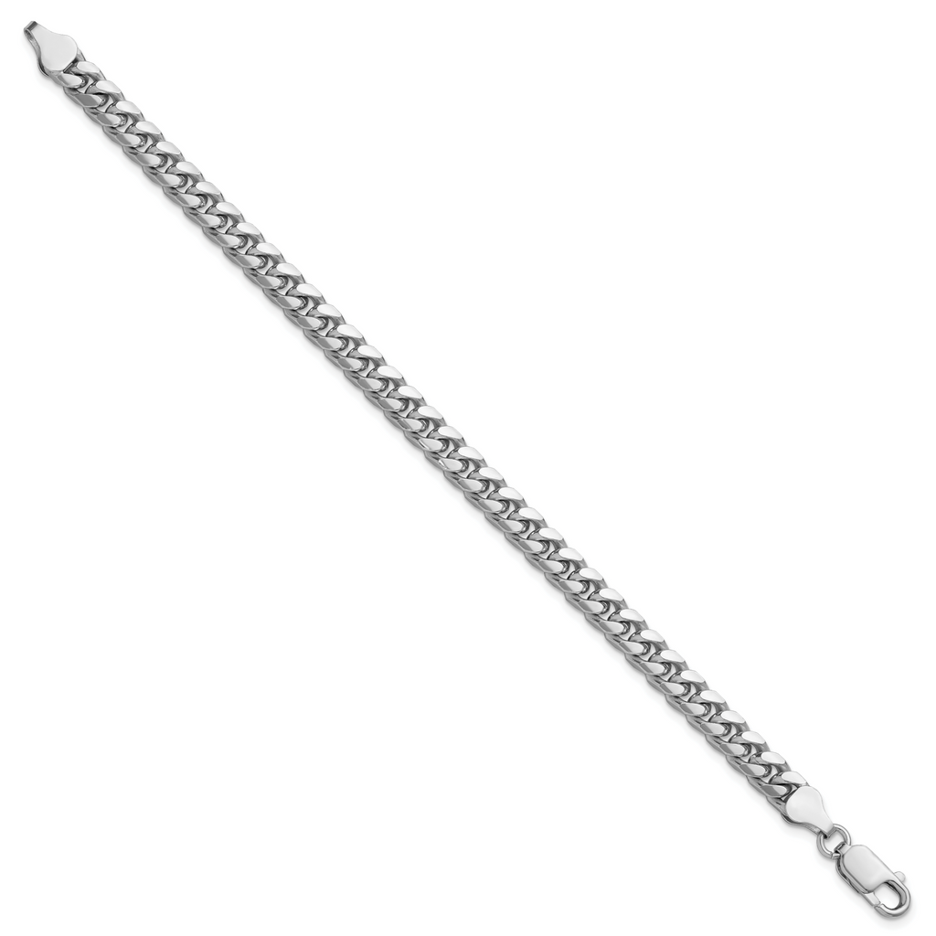 Sterling Silver Rhodium-plated 6mm Domed With  Side Diamond-Cut Curb Chain