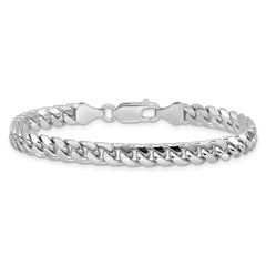 Sterling Silver Rhodium-plated 6mm Domed With  Side Diamond-Cut Curb Chain