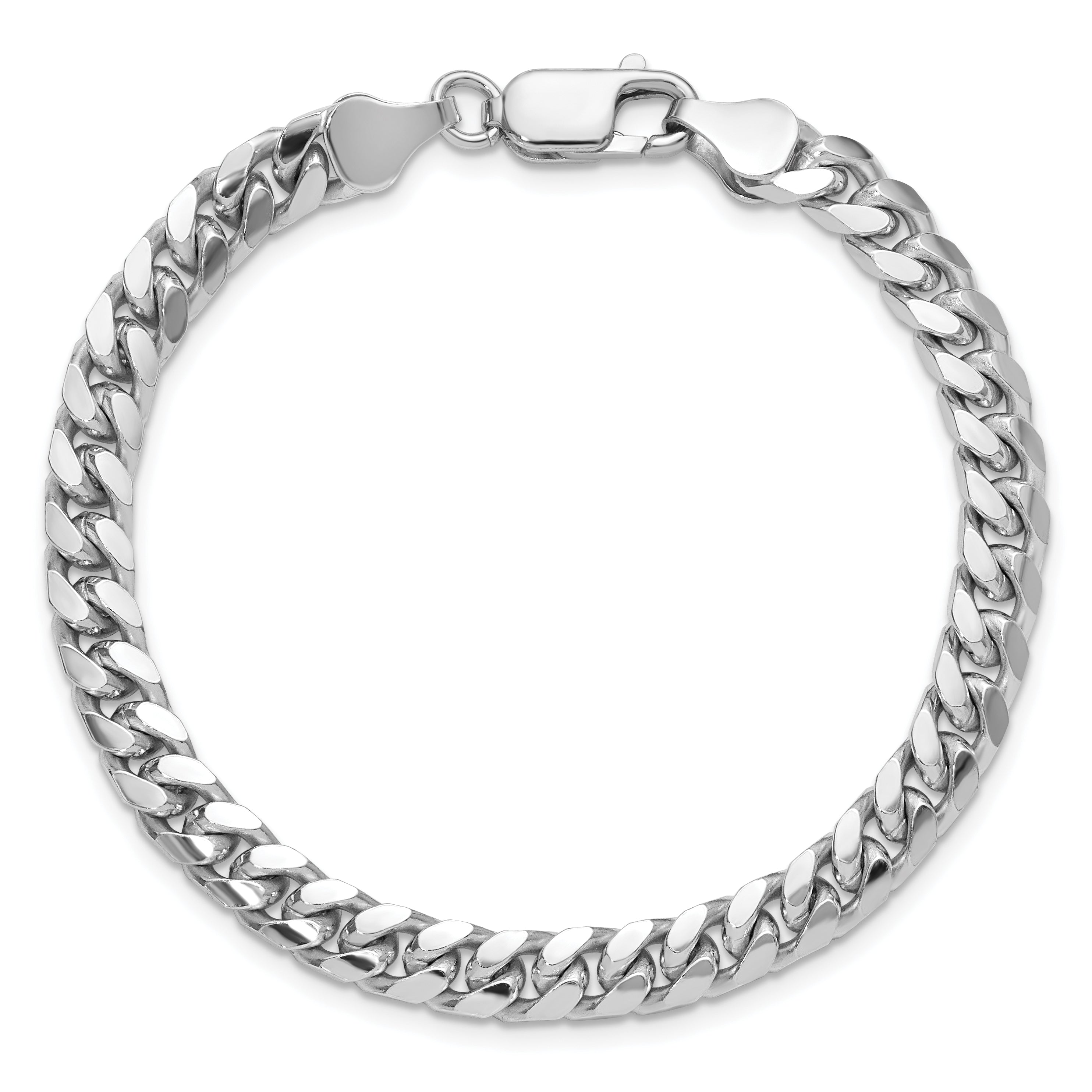 Sterling Silver Rhodium-plated 6mm Domed With  Side Diamond-Cut Curb Chain