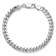 Sterling Silver Rhodium-plated 6mm Domed With  Side Diamond-Cut Curb Chain