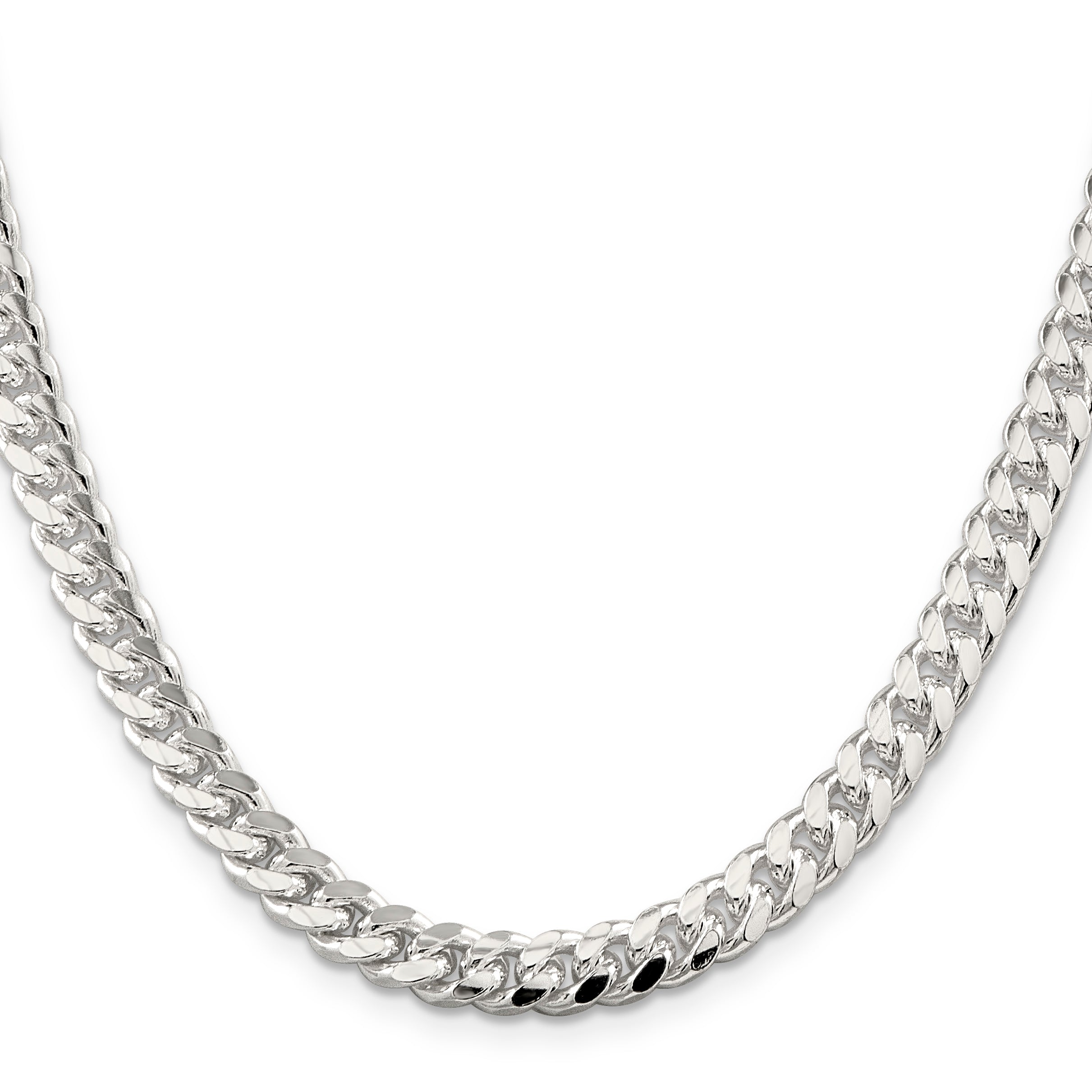 Sterling Silver 7mm Domed With  Side Diamond-Cut Curb Chain