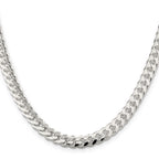 Sterling Silver 7mm Domed With  Side Diamond-Cut Curb Chain