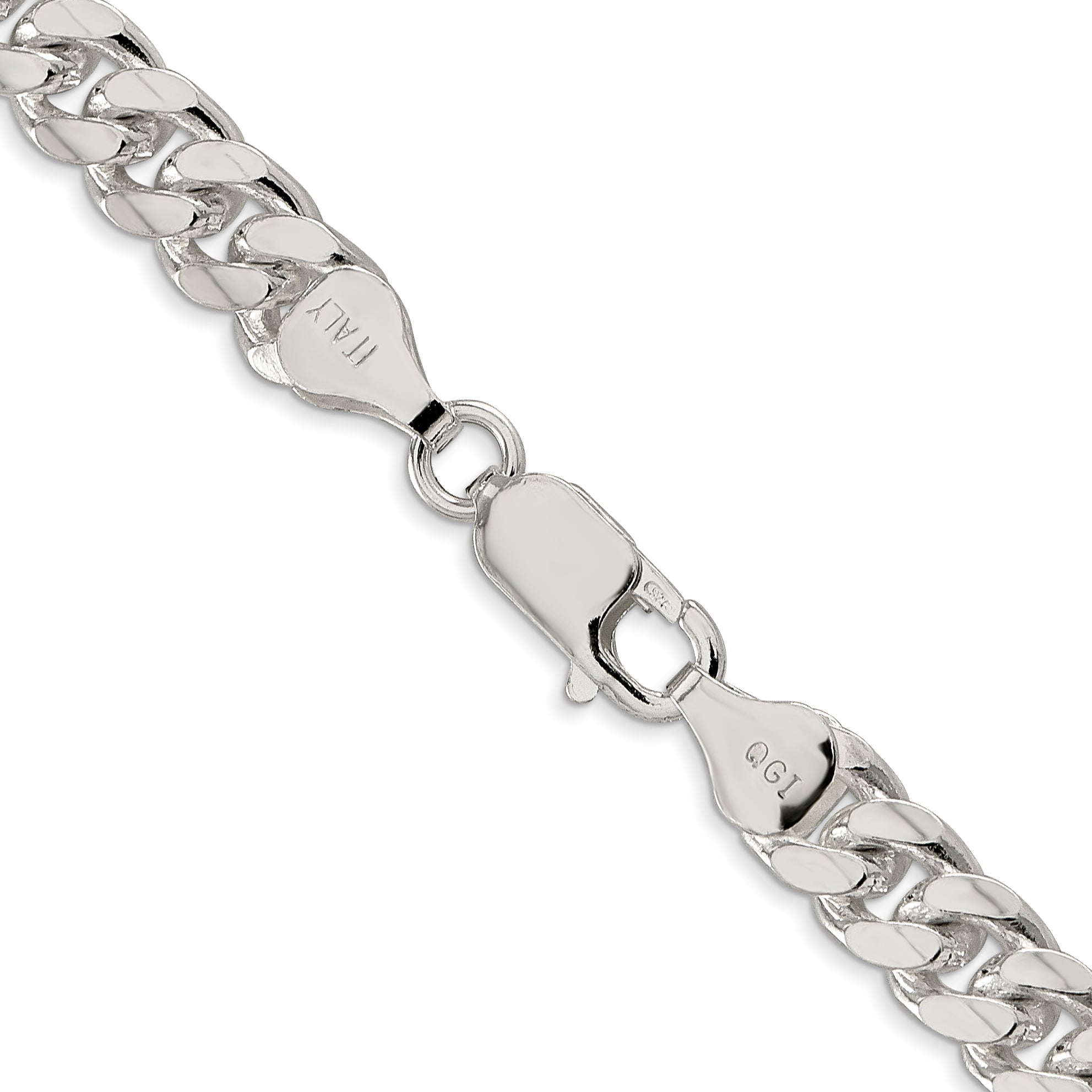 Sterling Silver 7mm Domed With  Side Diamond-Cut Curb Chain