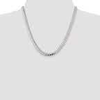 Sterling Silver 7mm Domed With  Side Diamond-Cut Curb Chain