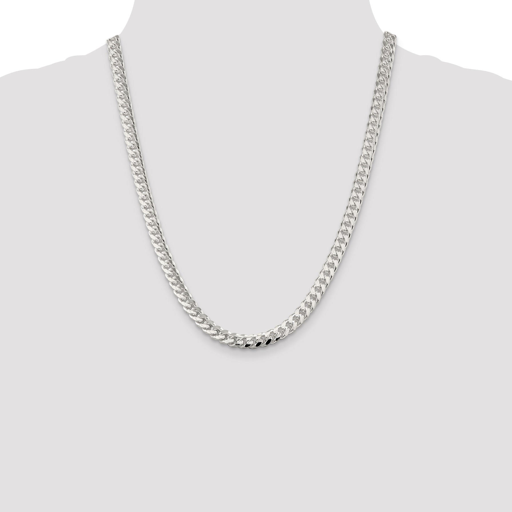 Sterling Silver 7mm Domed With  Side Diamond-Cut Curb Chain