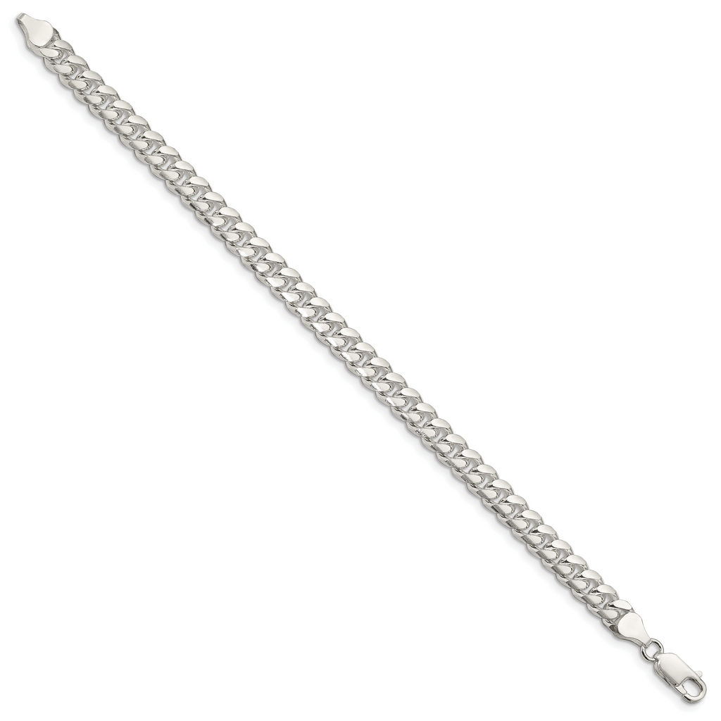Sterling Silver 7mm Domed With  Side Diamond-Cut Curb Chain