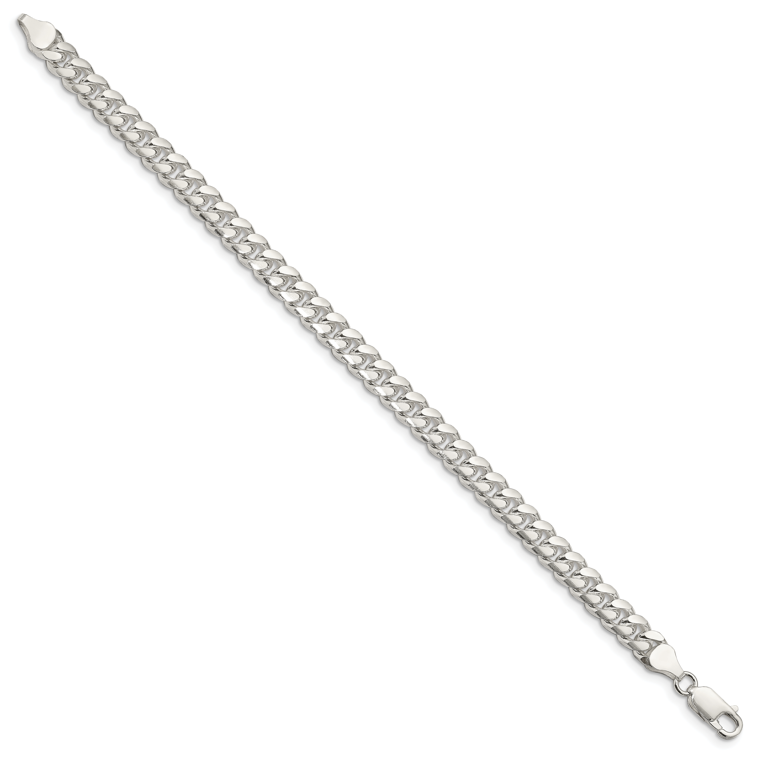 Sterling Silver 7mm Domed With  Side Diamond-Cut Curb Chain