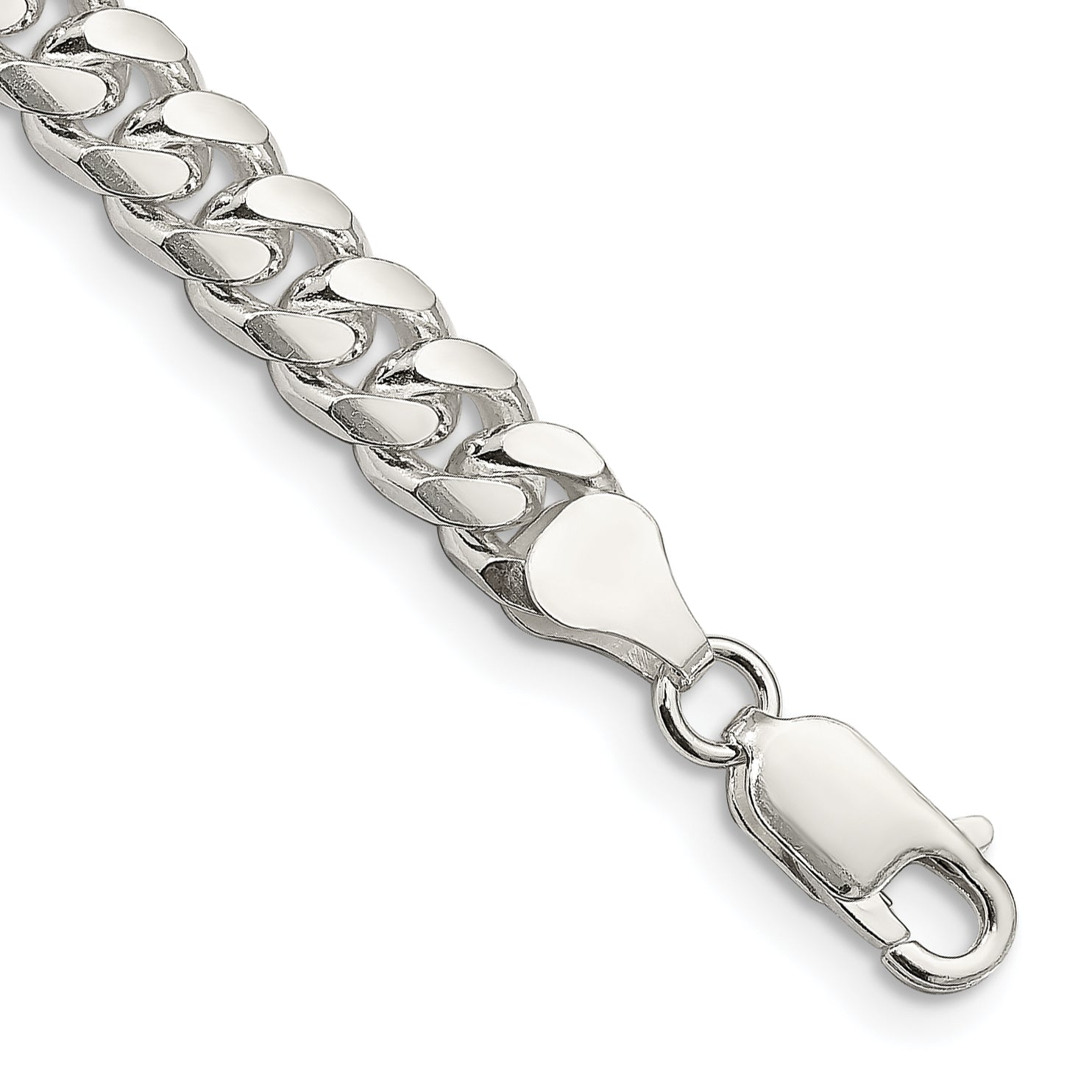 Sterling Silver 7mm Domed With  Side Diamond-Cut Curb Chain