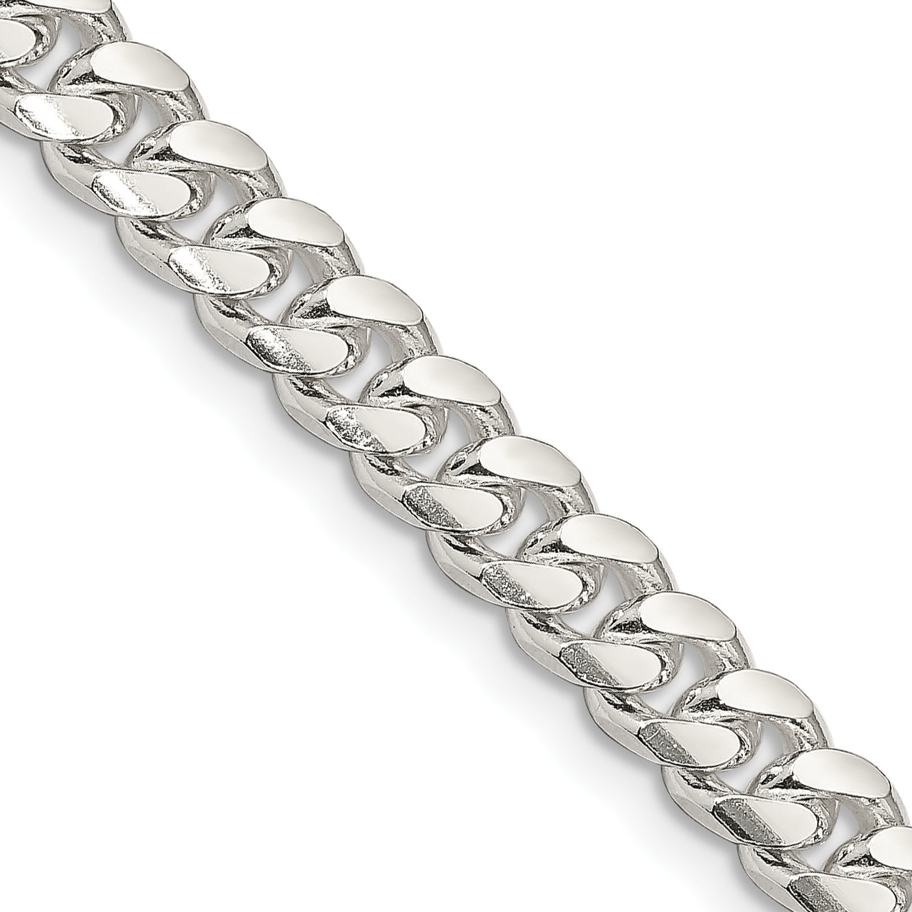 Sterling Silver 7mm Domed With  Side Diamond-Cut Curb Chain