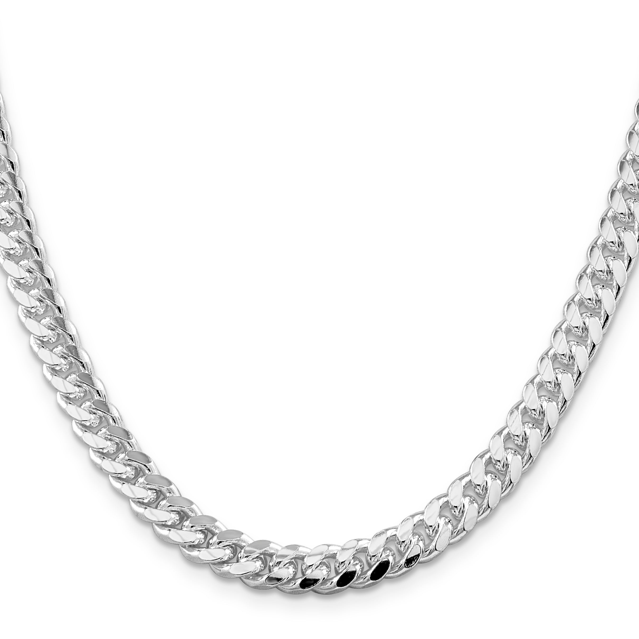 Sterling Silver Rhodium-Plated Diamond-Cut Curb Chain Necklace 7mm