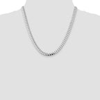 Sterling Silver Rhodium-Plated Diamond-Cut Curb Chain Necklace 7mm