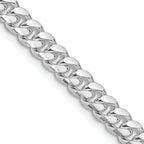 Sterling Silver Rhodium-Plated 7mm Domed With  Side Diamond-Cut Curb Chain