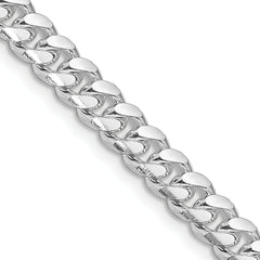 Sterling Silver Rhodium-plated 7mm Domed With  Side Diamond-Cut Curb Chain