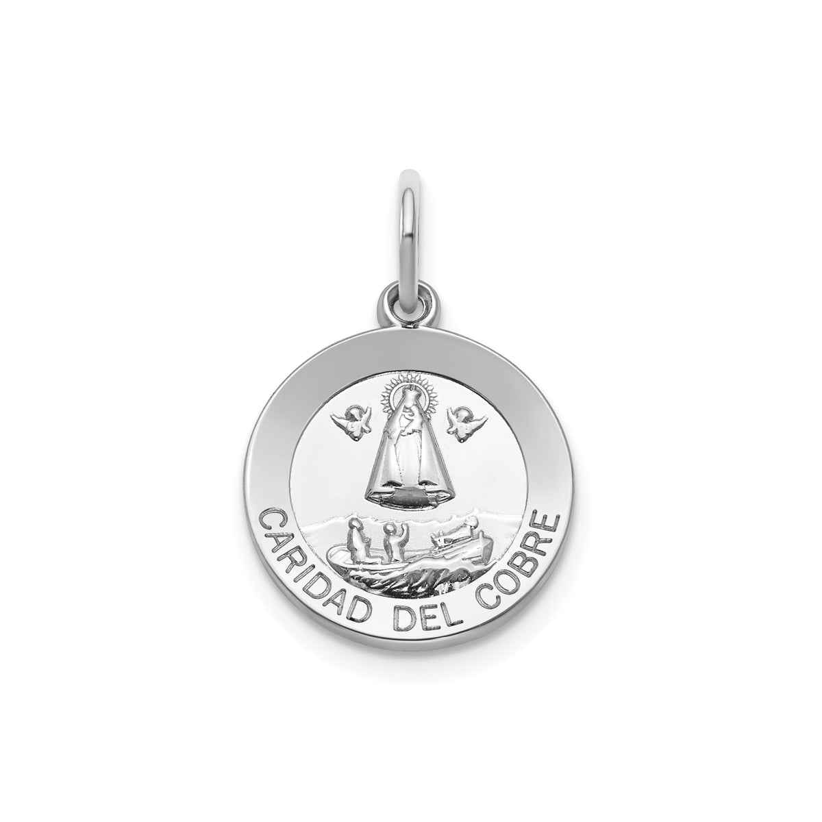 Round Caridad Del Cobre Medal in Sterling Silver - Sophia Jewelers Main image