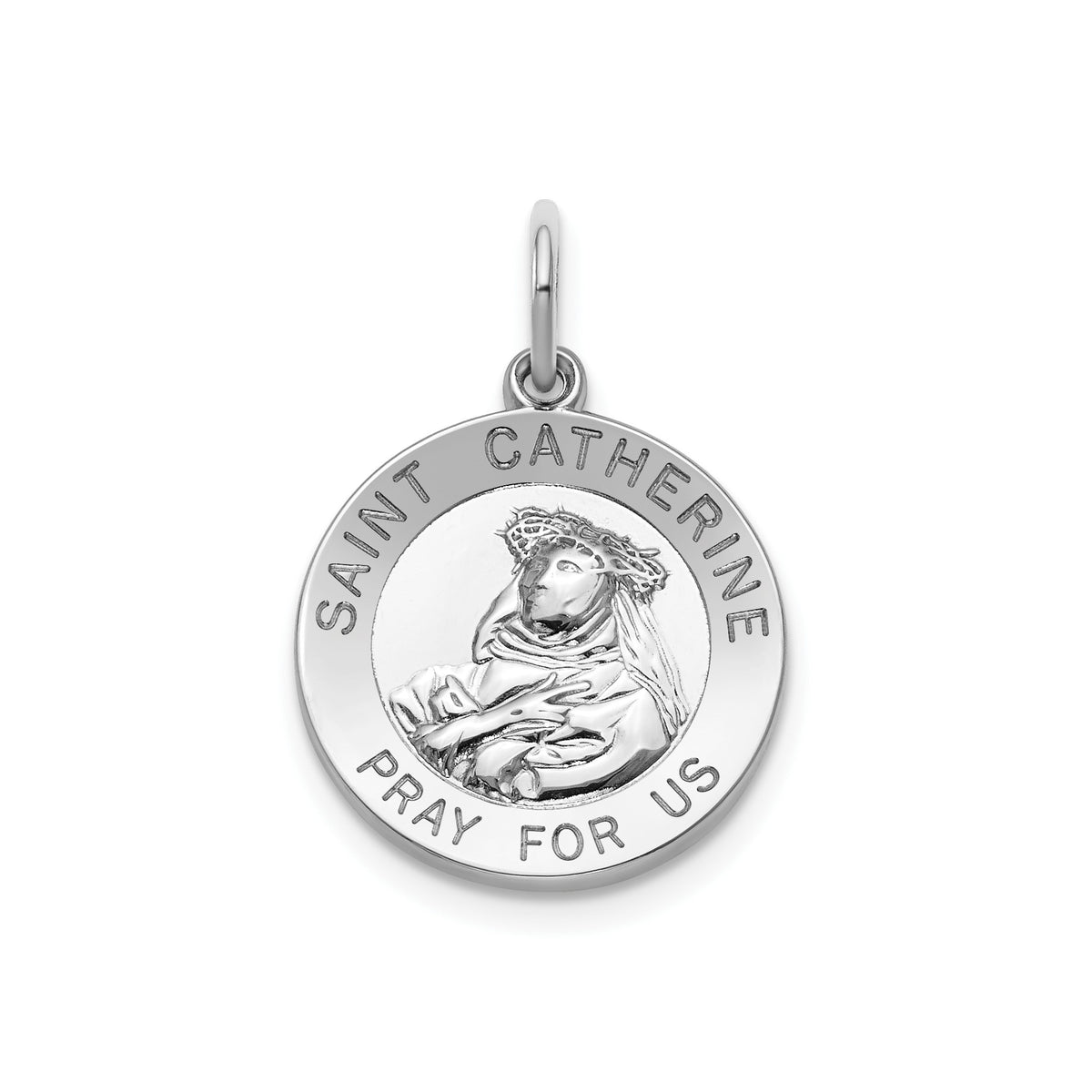Round St. Catherine Medal in Sterling Silver - Sophia Jewelers Main image