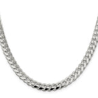 Sterling Silver 7.35mm Domed With  Side Diamond-Cut Curb Chain