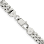 Sterling Silver 7.35mm Domed With  Side Diamond-Cut Curb Chain