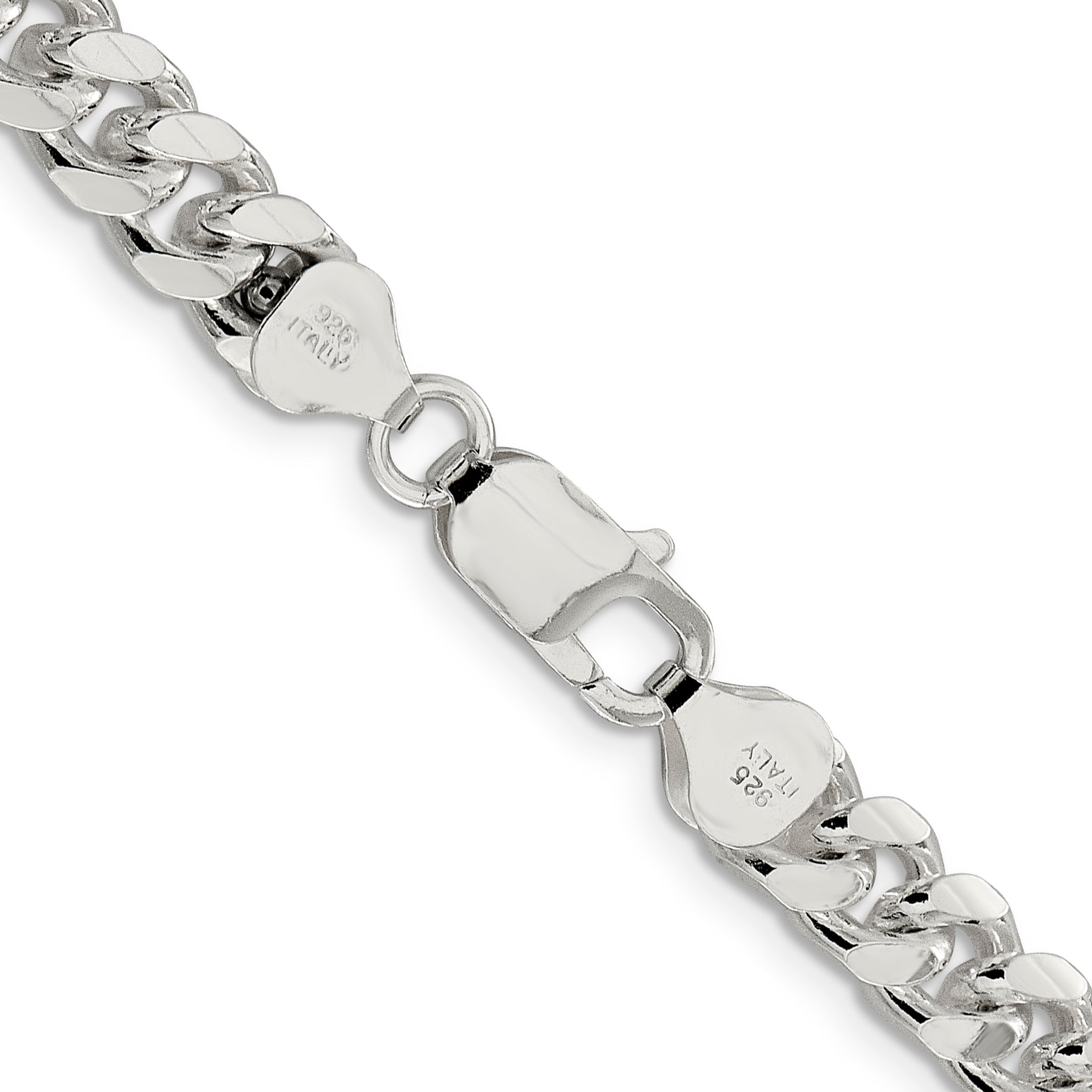 Sterling Silver 7.35mm Domed With  Side Diamond-Cut Curb Chain