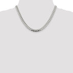 Sterling Silver 7.35mm Domed With  Side Diamond-Cut Curb Chain