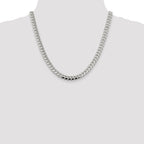 Sterling Silver 7.35mm Domed With  Side Diamond-Cut Curb Chain