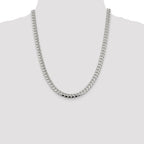 Sterling Silver 7.35mm Domed With  Side Diamond-Cut Curb Chain