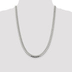 Sterling Silver 7.35mm Domed With  Side Diamond-Cut Curb Chain