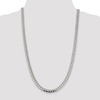 Sterling Silver 7.35mm Domed With  Side Diamond-Cut Curb Chain
