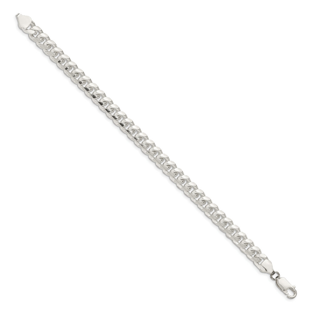 Sterling Silver 7.35mm Domed With  Side Diamond-Cut Curb Chain