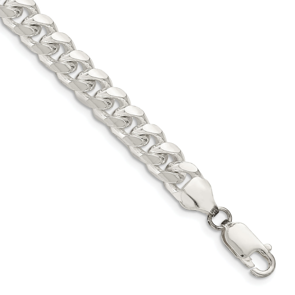 Sterling Silver 7.35mm Domed With  Side Diamond-Cut Curb Chain