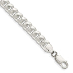 Sterling Silver 7.35mm Domed With  Side Diamond-Cut Curb Chain