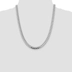 Sterling Silver Rhodium-plated 7.35mm Domed With  Side Diamond-Cut Curb Chain