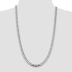 Sterling Silver Rhodium-plated 7.35mm Domed With  Side Diamond-Cut Curb Chain